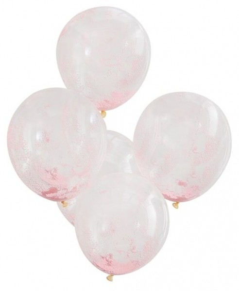 5 globos confeti mezcla fiesta rosa 30cm