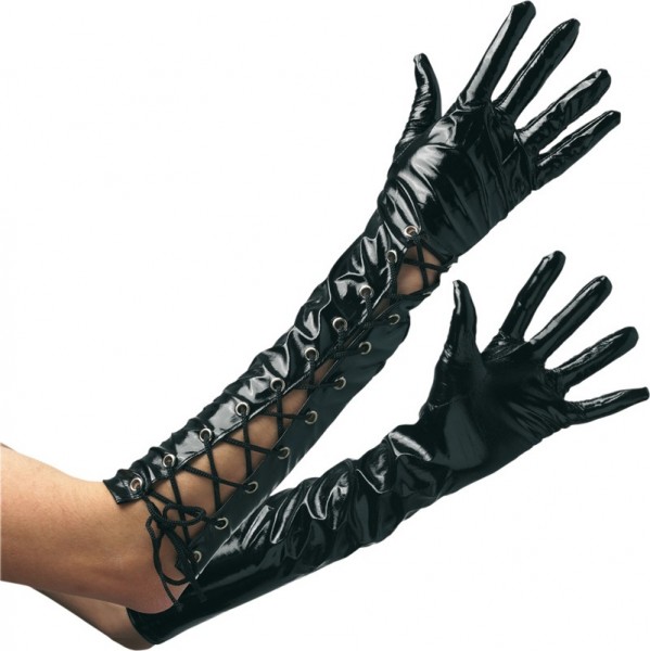 Zwart lak handschoenen