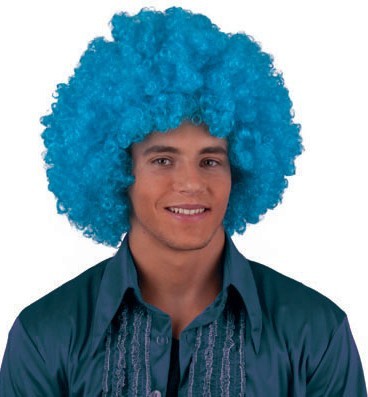 Afro peruk blå