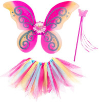 Oversigt: 3-delt fairy kostume Rainbow Set