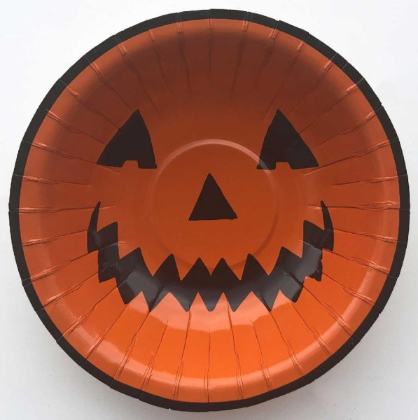 8 Halloween græskar papir tallerkener 16cm