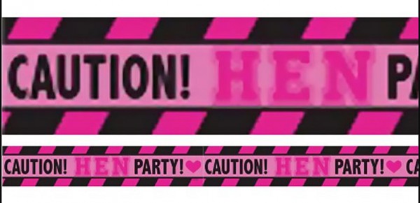 Achtung Hen Party Banner Pink-Schwarz Gestreift