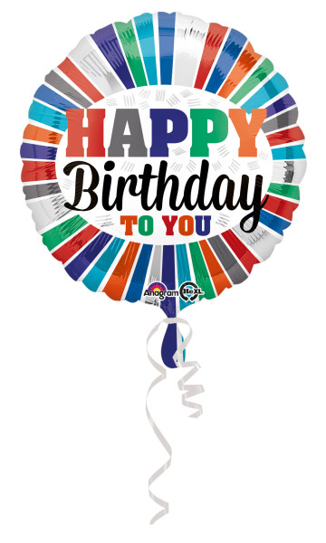 Folienballon Happy Birthday To You Stripes