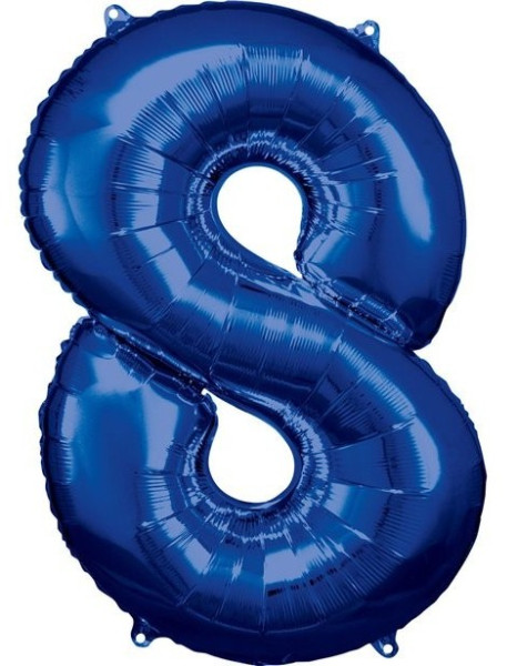 Blå nummer 8 folieballong 86cm