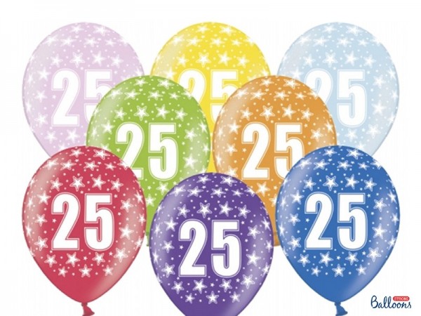 50 wilde 25e verjaardagsballons 30cm