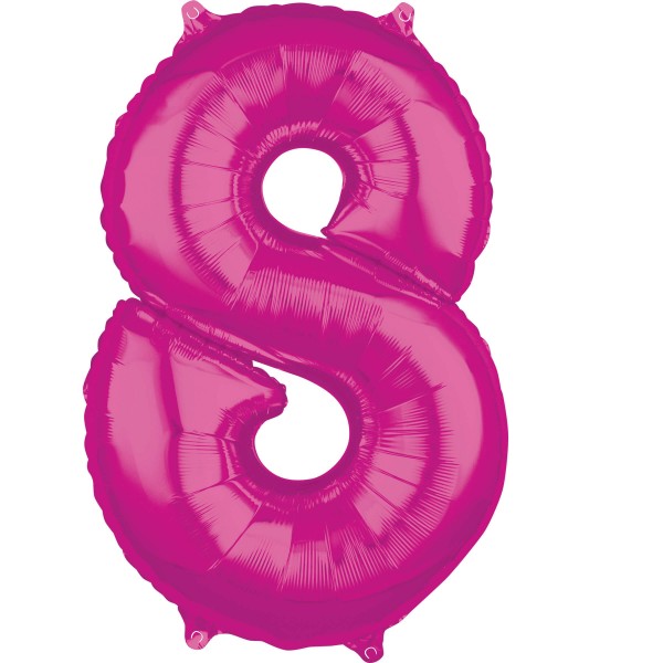 Balon foliowy numer 8 w kolorze różowym 66cm