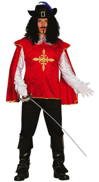 Musketeer men's costume in red