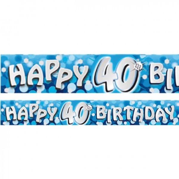 Sparkling Blue 40th birthday banner 2.7m