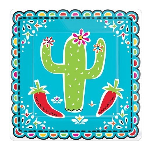 18 platos de papel fiesta cactus 18cm
