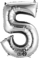 Mini foil balloon number 5 silver 35cm