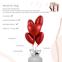 Vorschau: Hot Love mattes Herz Ballonbouquet-Set mit Heliumbehälter