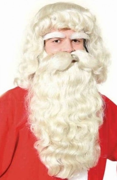 Peluca retro de Papá Noel con barba y cejas