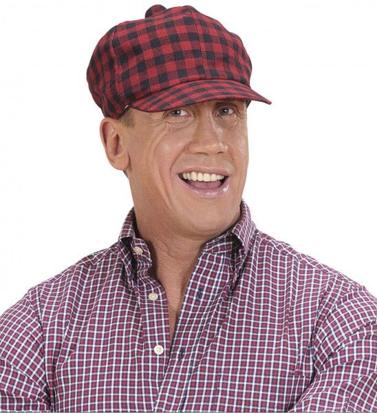 Checkered tartan hat with peak