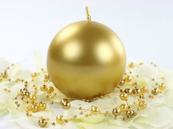 6 candele a sfera in oro metallizzato 8 cm