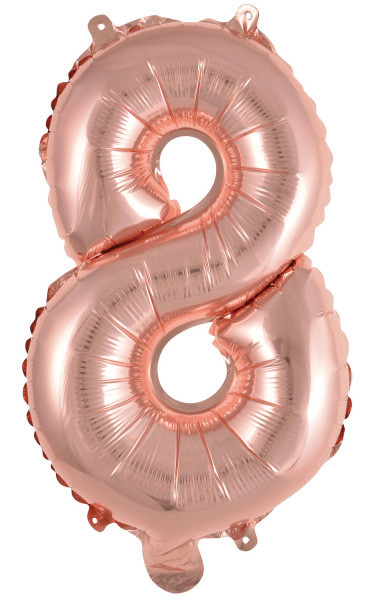 Nummer 8 rosa guld folie ballon 40cm