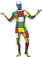 Vista previa: Morphsuit de cubo de Rubik a cuadros coloridos unisex