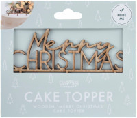 Preview: 1 wooden cake decoration Merry Christmas 9.7 x 14cm