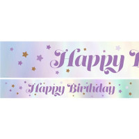3 Happy Birthday Banner violet stars 1m