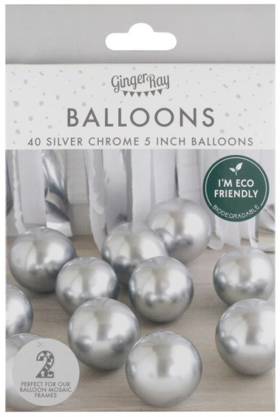 40 Eco Latexballons Silber 4
