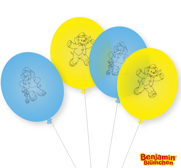 8 Balony lateksowe Benjamin Blümchen żółto-niebieskie