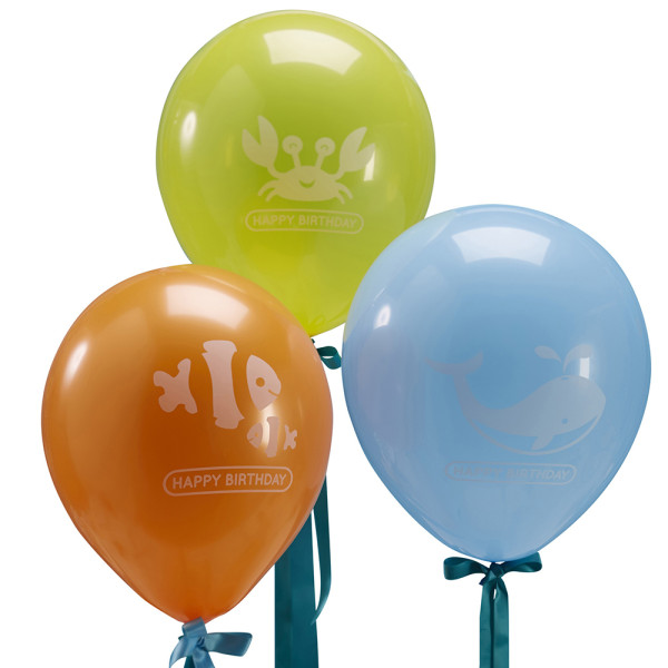 3 colorful ocean party balloons 22cm