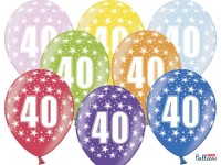6 wilde 40e verjaardagsballonnen 30cm