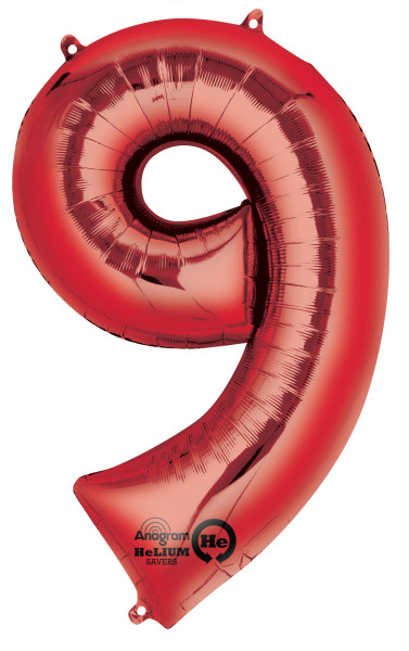 Balon numer 9 czerwony 86 cm