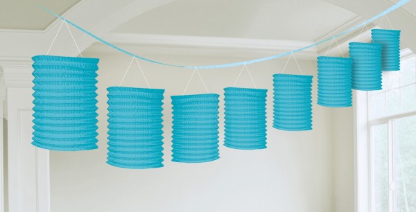 Azuurblauwe papieren lantaarn slinger 3,65m