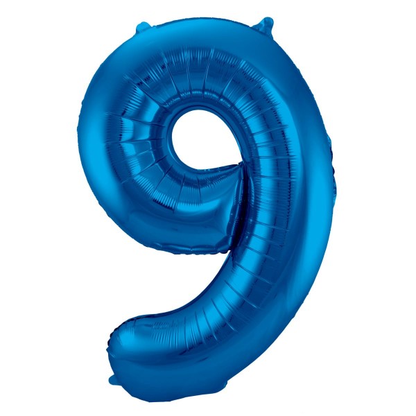 XXL Zahlenballon 9 Blau 86cm