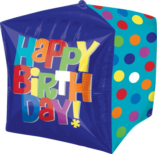 Bunter Happy Birthday Cubez Ballon 38cm