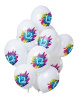 12e verjaardag 12 latex ballonnen Color Splash