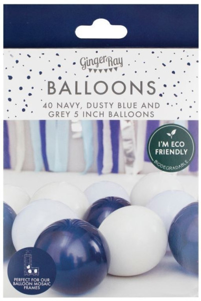 40 Eco Latexballons Navy, Grau, Blau 4