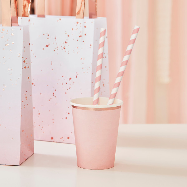 20 Eco pink striped straws