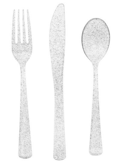 Silver glitter cutlery set Konstanz 18 pieces