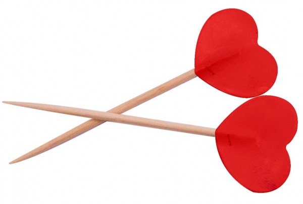 50 red heart party pickers 6.5cm