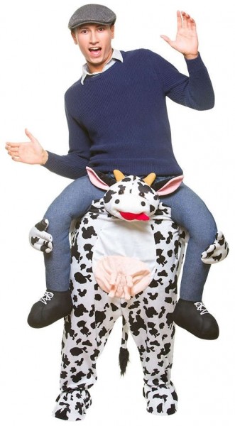 Piggyback on cow costume