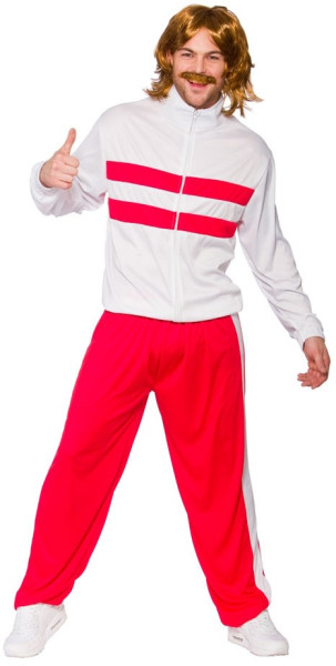 Jaren 80 retro joggingbroek in rood en wit