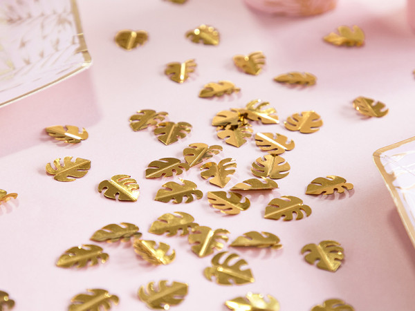 Confettis de table feuilles de monstera dorées 15g
