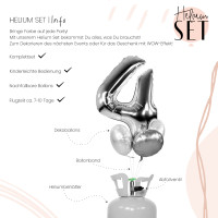 Vorschau: XXL Zahl 4 Silber Ballonbouquet-Set mit Heliumbehälter
