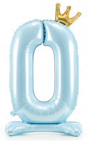 Preview: Babyblue number 0 standing foil balloon