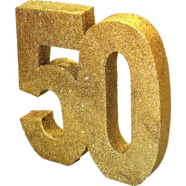 Golden number 50 table decoration glittering 20cm