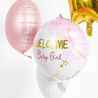 Folieballon aquarel baby meisje roze 45cm