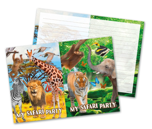 8 Wild Safari invitation cards