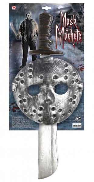 Scary mask with machete 56cm 3