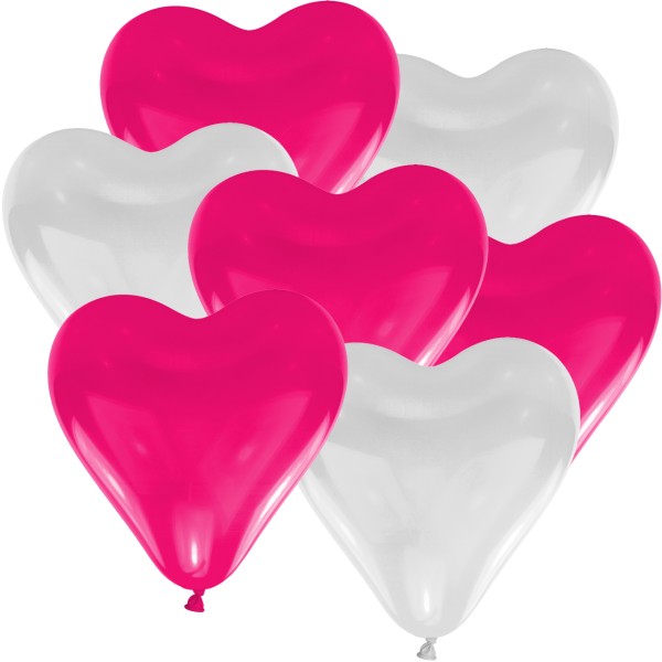10 Ballons Coeur Roméo Rose & Blanc