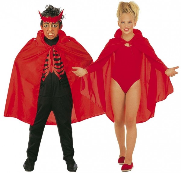 Duivels cape voor kinderen in rood 90cm