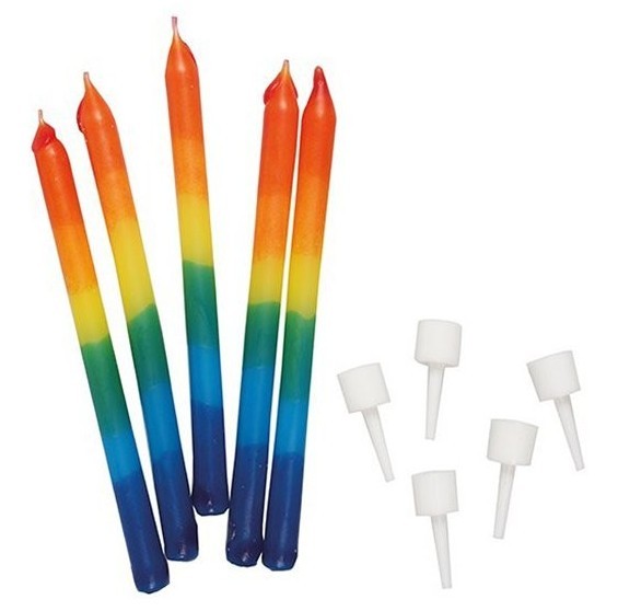12 velas pastel arcoiris 10cm