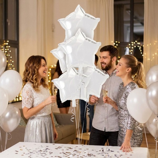 Folienballon Stern Weiß, 50 cm, metallische Folie
