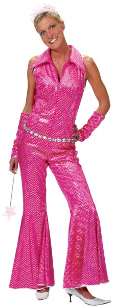 Pink sparkling bell-bottoms jumpsuit