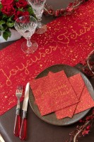 Aperçu: 20 serviettes rouges Joyeuses Fêtes à étoiles 33cm